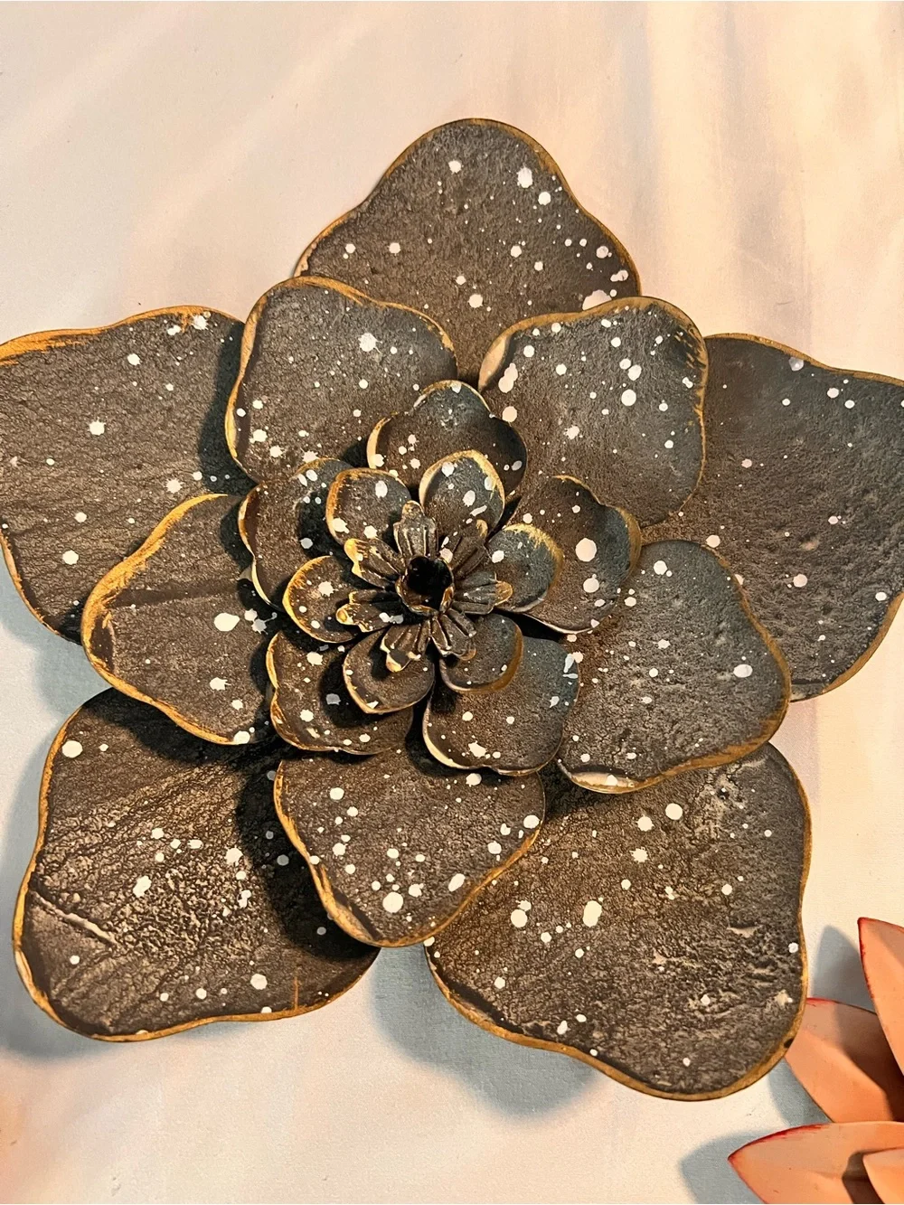 Decorative Metal Wall Flower Trio - Gray & Pink Metal Home Accents